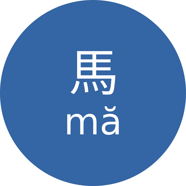 Mandarin character 馬 with Pinyin
